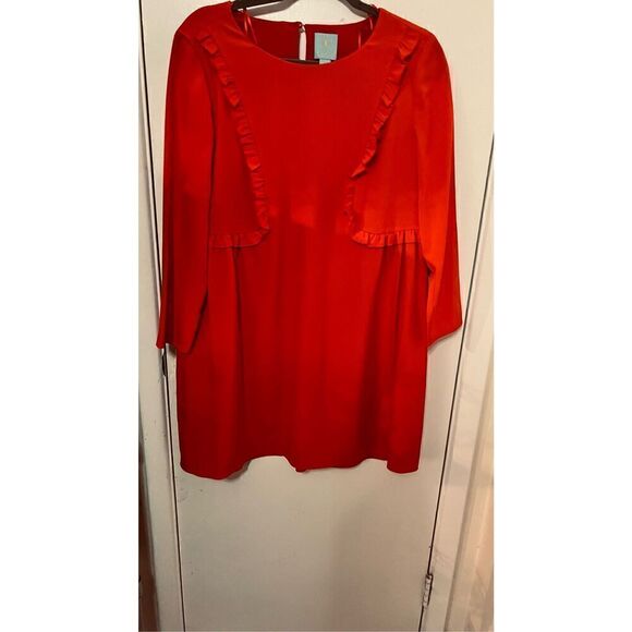 CeCe Cynthia Steffe Carly-L Red Ruffle Front Dress Size 8 Petite - Picture 2 of 10